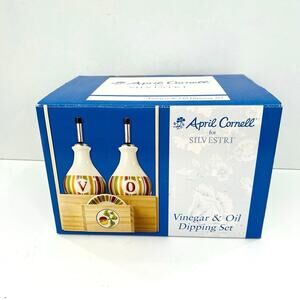 April Cornell for Silvestri vinegar and oil dipping set wood caddy